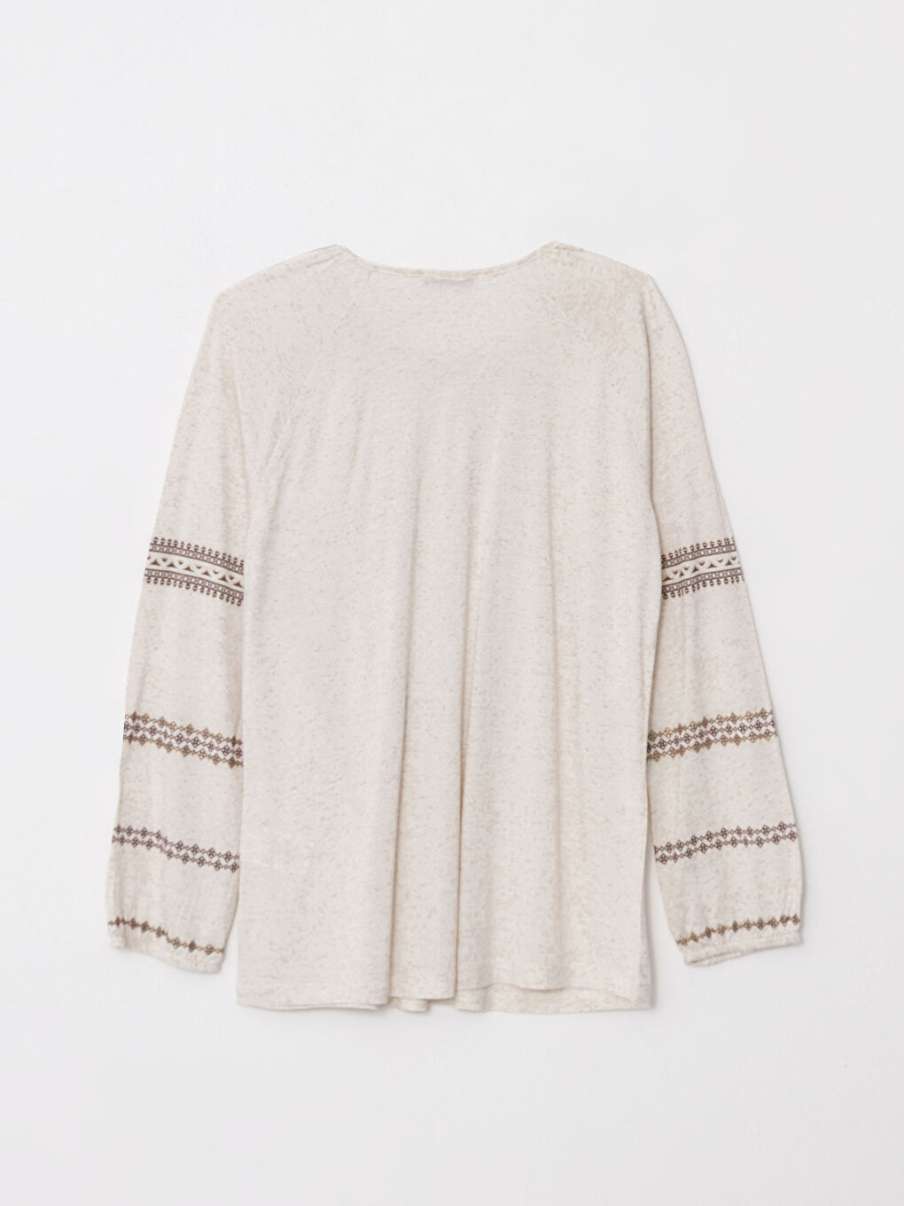 Lapel Collar Embroidered Long Sleeve Women's T-Shirt-6