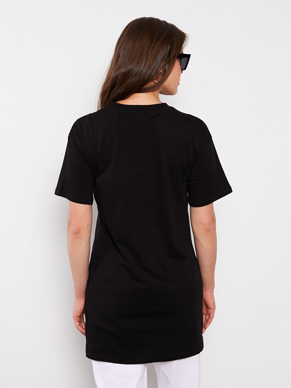 Crew Neck Letter Printed Short Sleeve Cotton Maternity Tunic-4