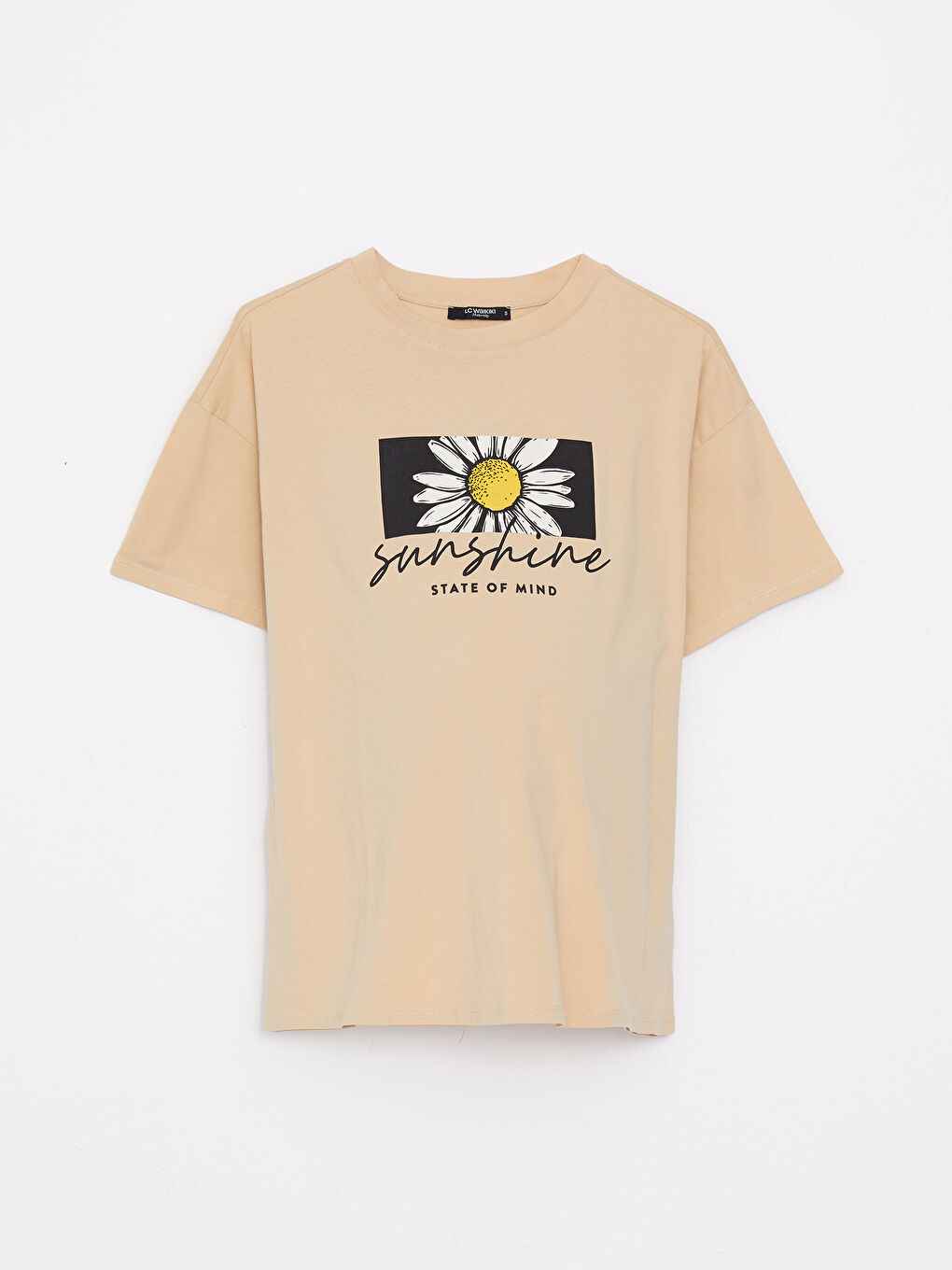 Crew Neck Printed Short Sleeve Cotton Maternity T-shirt-5