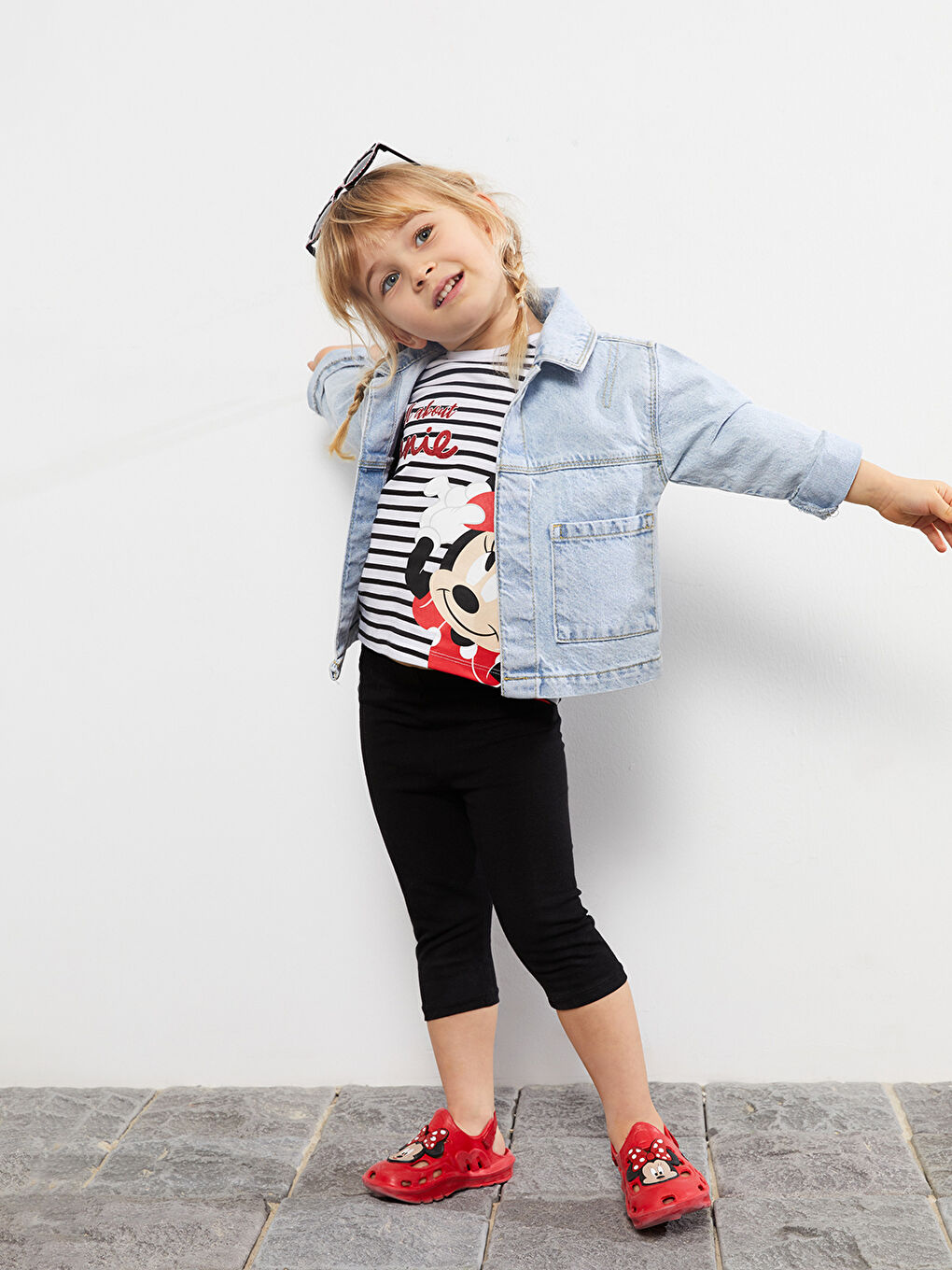 Crew Neck Short Sleeve Minnie Mouse Printed Cotton Baby Girl T-Shirt-1