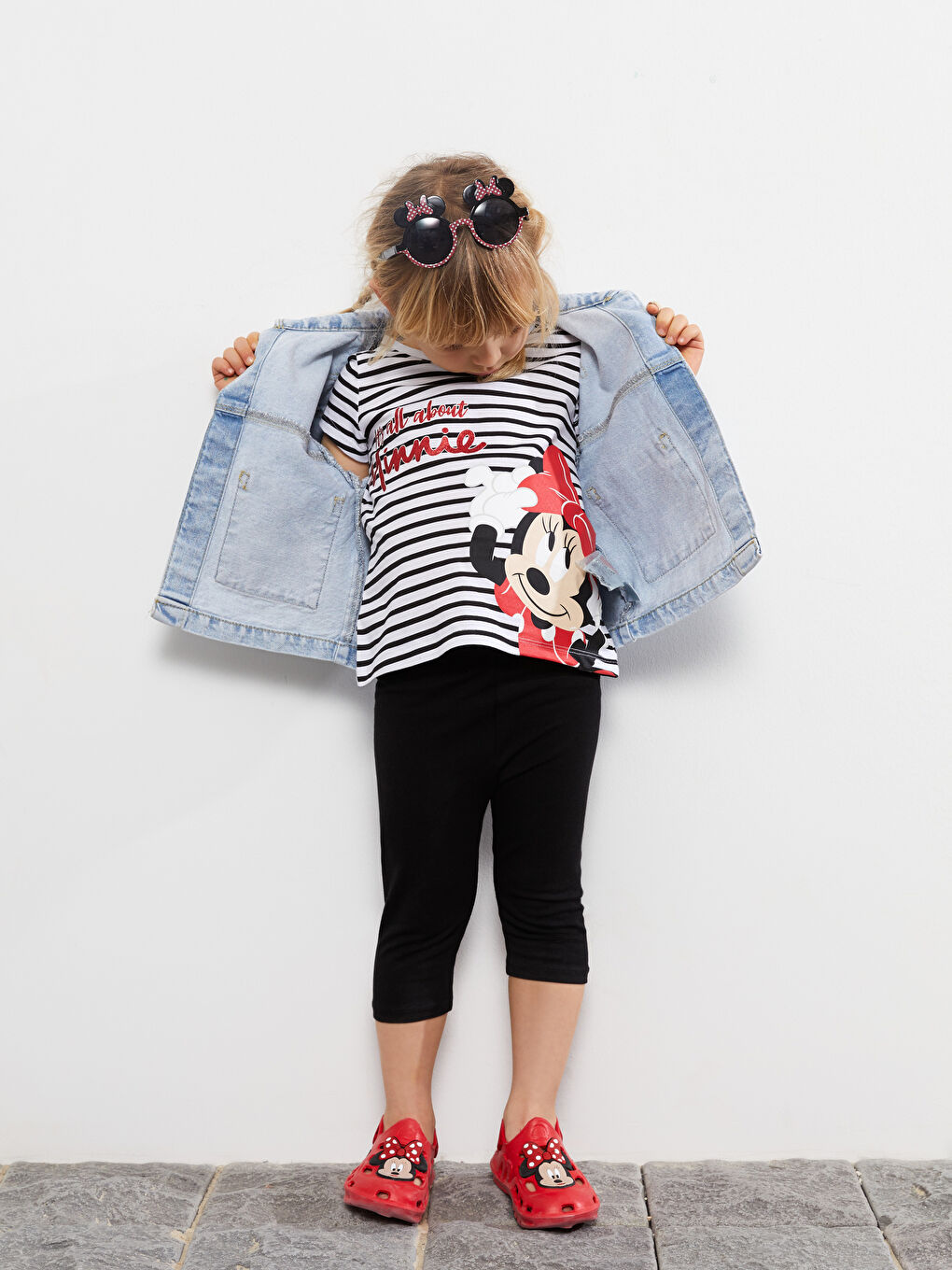 Crew Neck Short Sleeve Minnie Mouse Printed Cotton Baby Girl T-Shirt