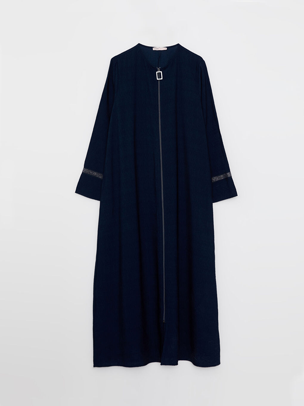 Lacivert Bisiklet Yaka Düz Uzun Kollu Kadın Ferace