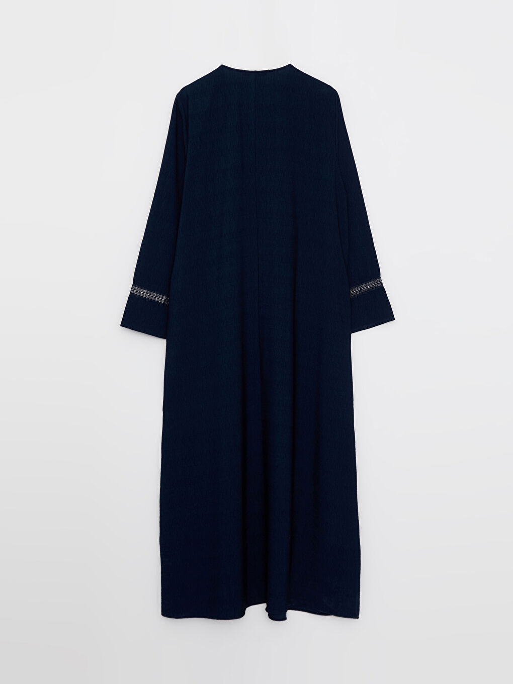 Lacivert Bisiklet Yaka Düz Uzun Kollu Kadın Ferace-1