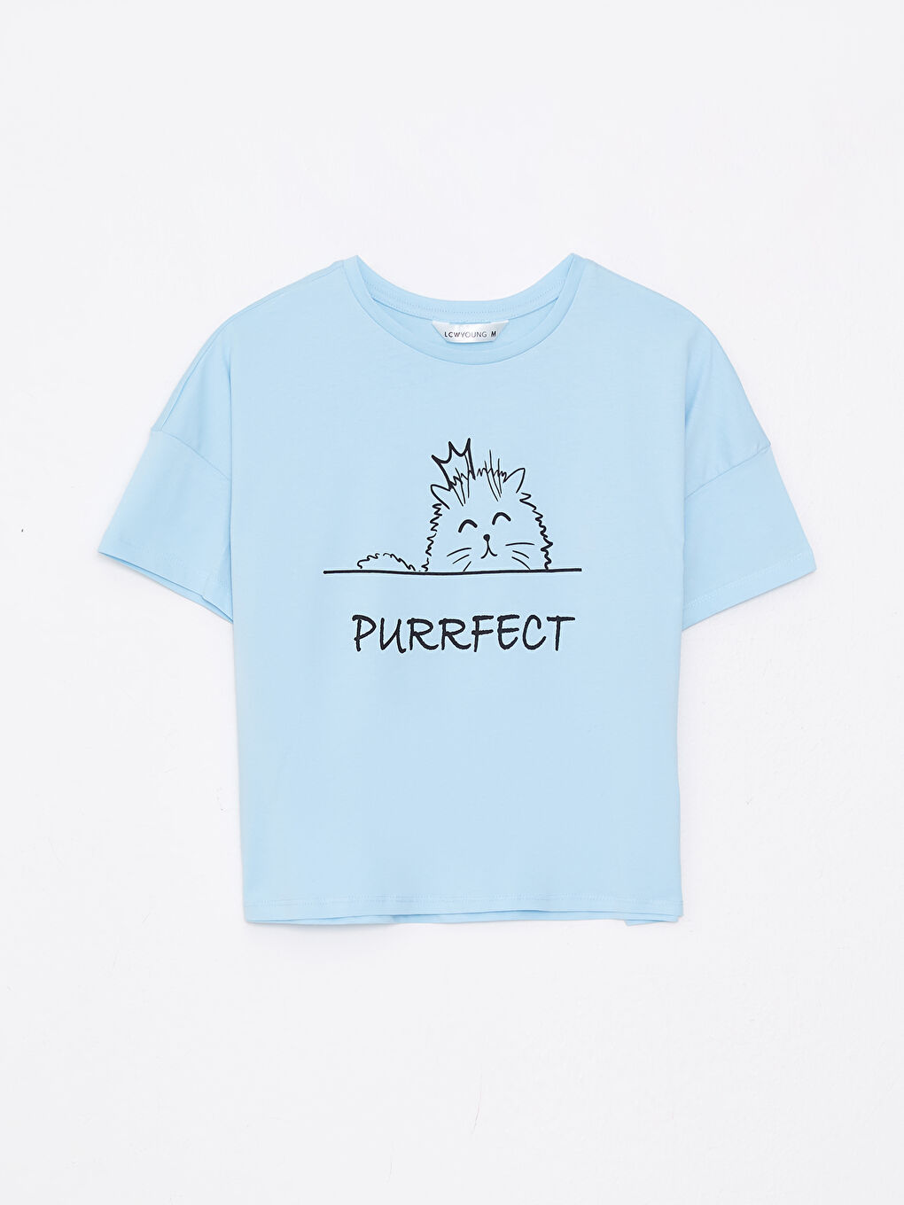 Gri Bisiklet Yaka Baskılı Kısa Kollu Pamuklu Kadın Pijama Takımı-6