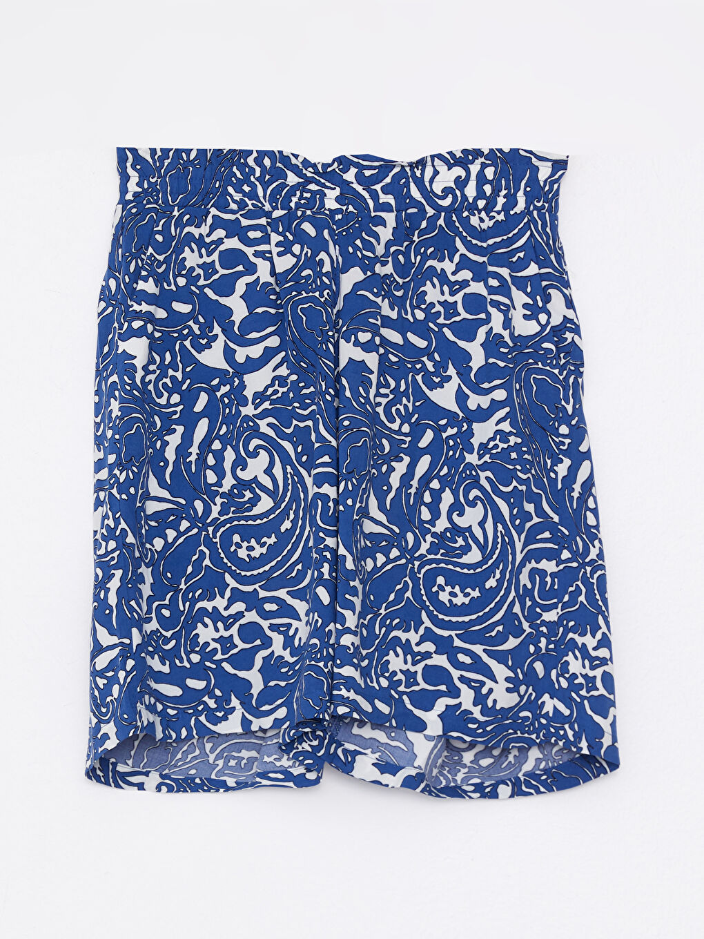 Haki Beli Lastikli Desenli Viskon Kadın Şort-5