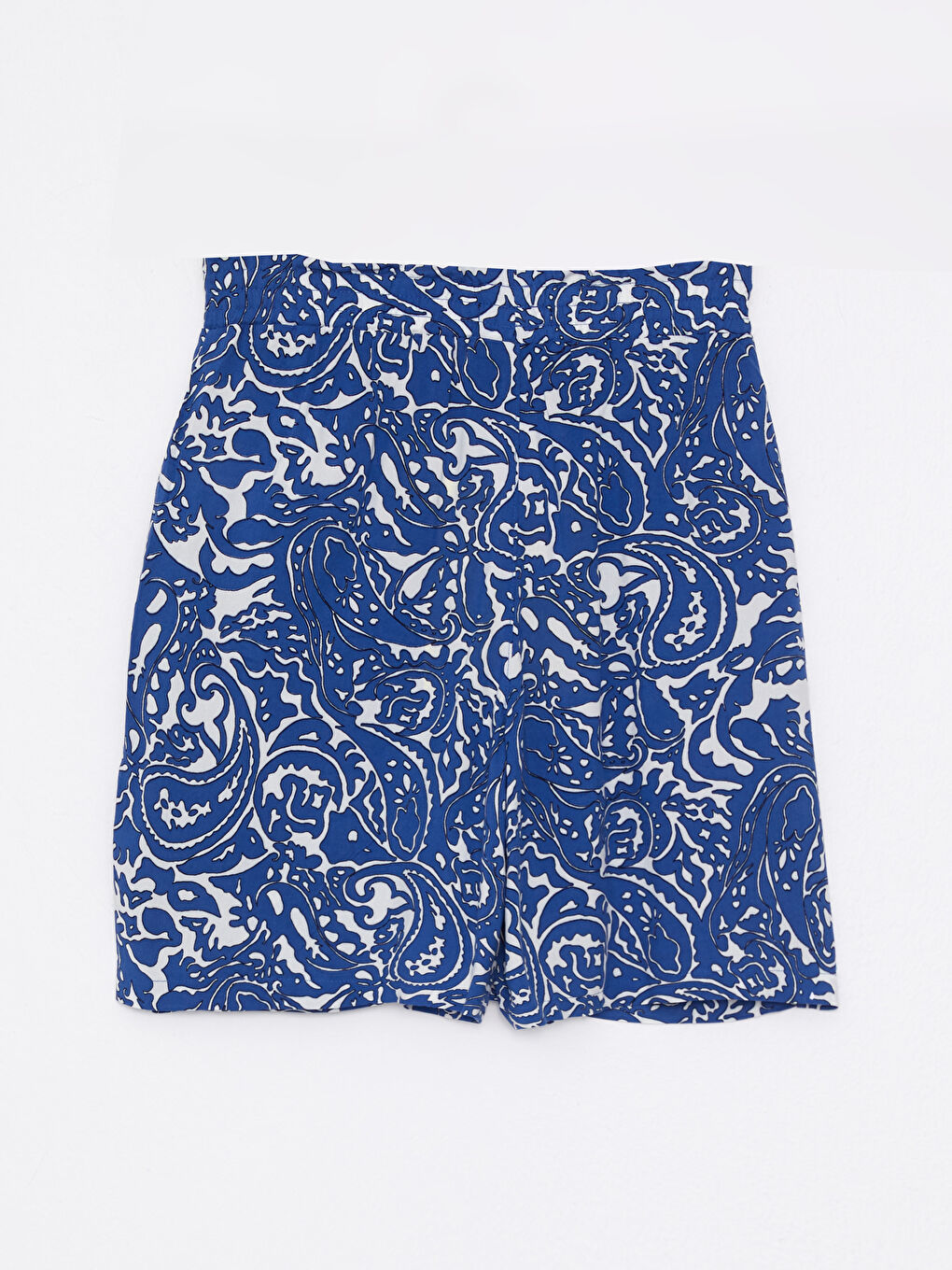 Haki Beli Lastikli Desenli Viskon Kadın Şort-6