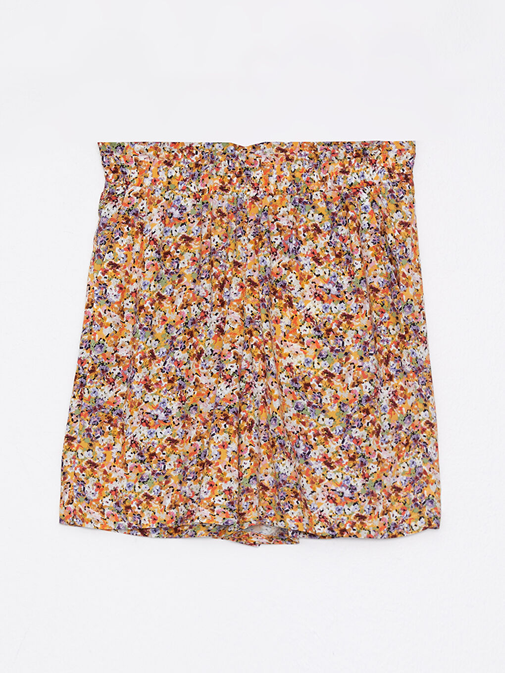 Elastic Waist Patterned Viscose Women's Shorts -S2I406Z8-LUG