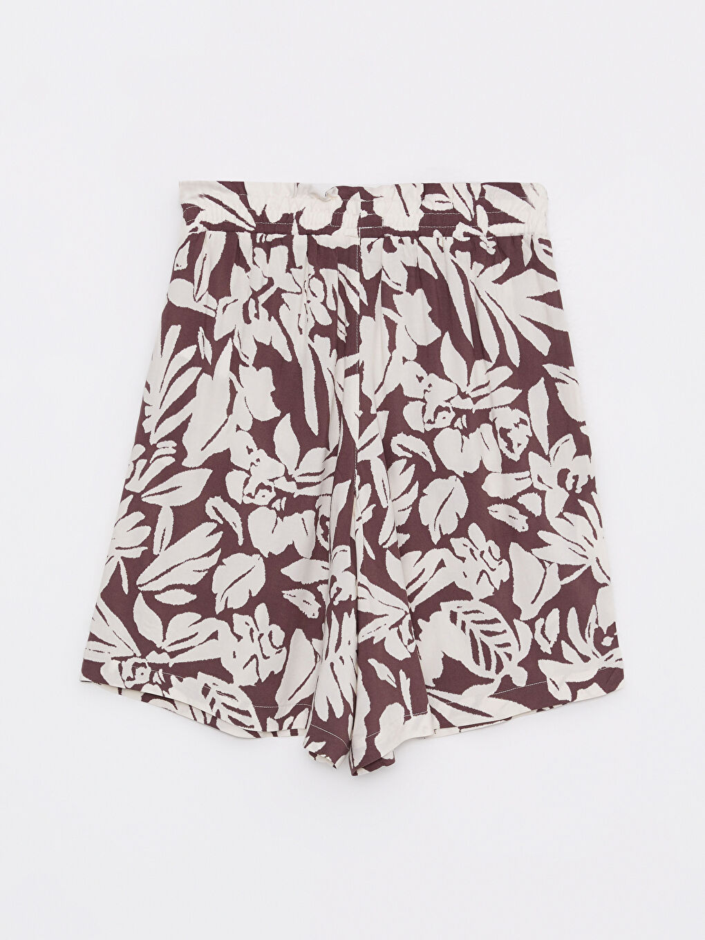 Yeşil Beli Lastikli Desenli Viskon Kadın Şort-7