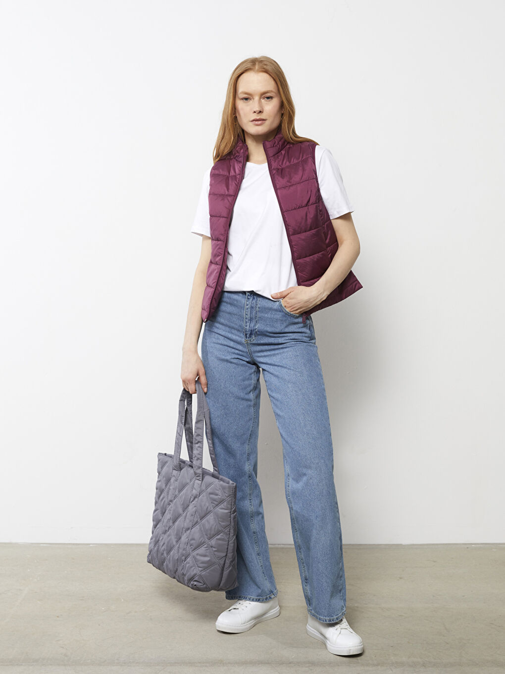 Mürdüm Kadın Dik Yaka Düz Şişme Yelek