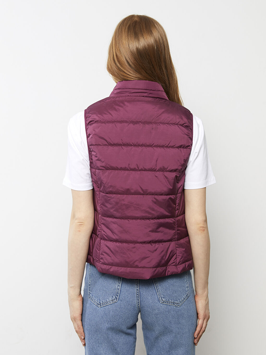 Mürdüm Kadın Dik Yaka Düz Şişme Yelek-5