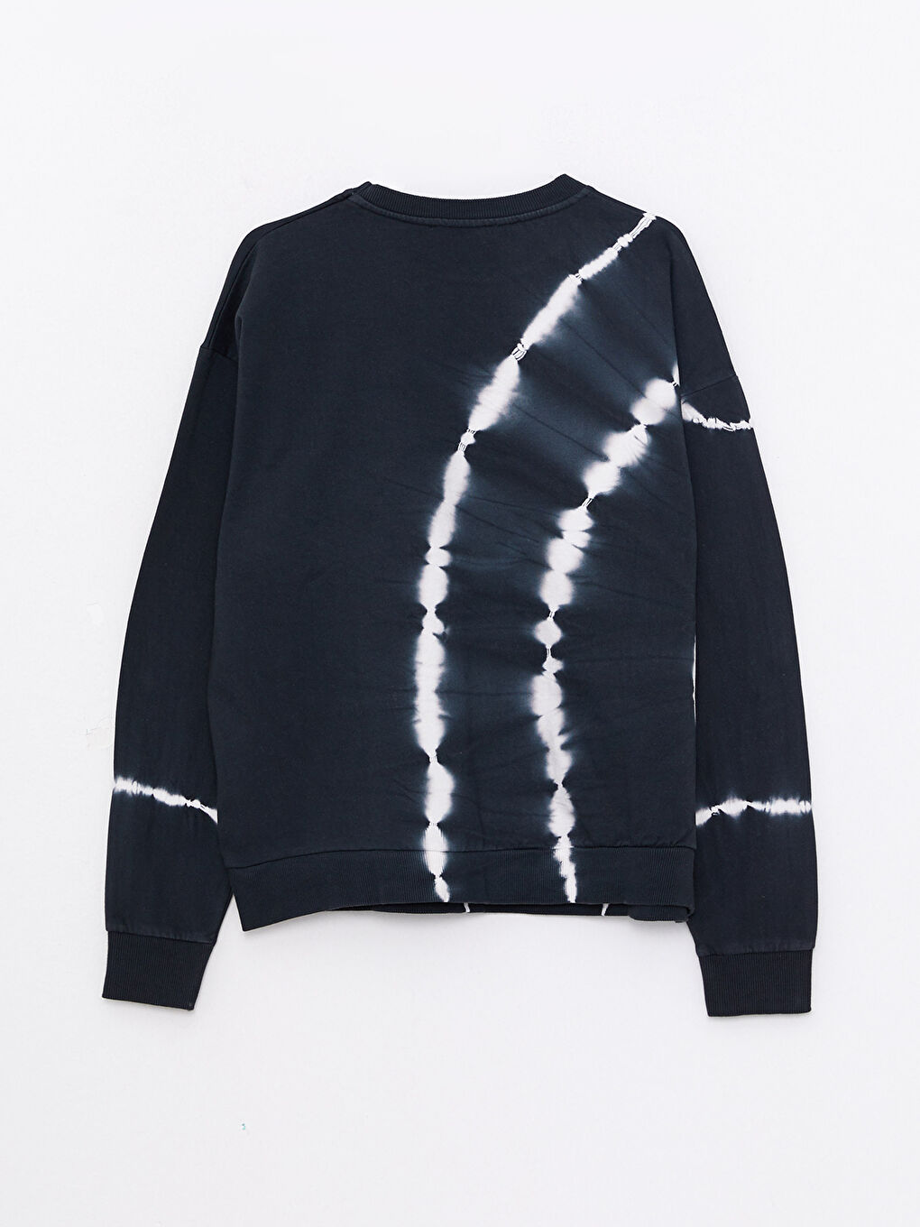 Siyah Bisiklet Yaka Desenli Uzun Kollu Kadın Sweatshirt-6