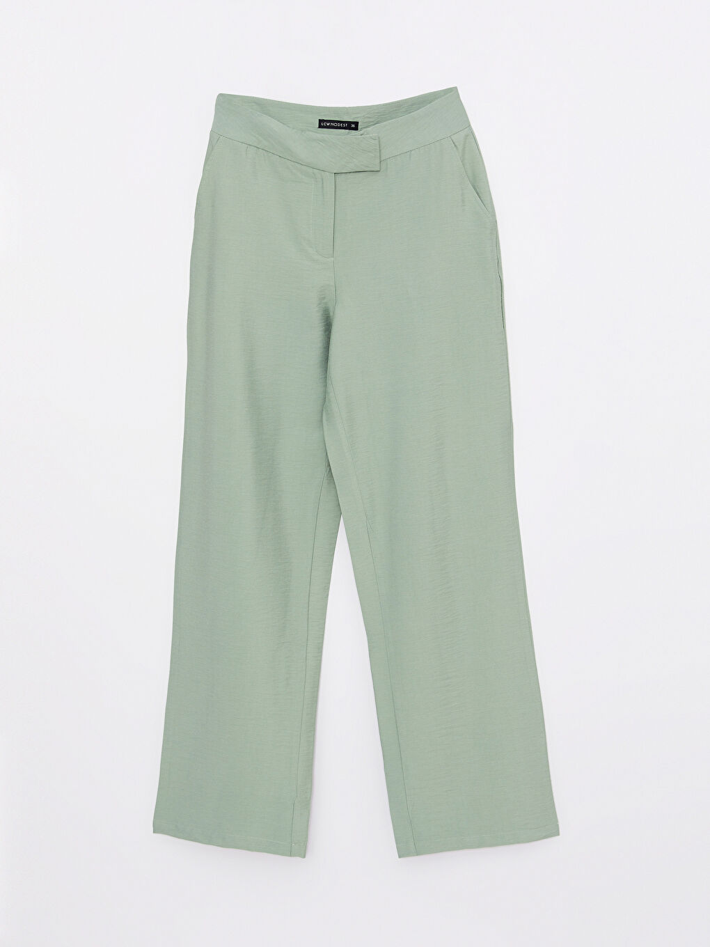 Yeşil Standart Fit Düz Cep Detaylı Kadın Pantolon-5