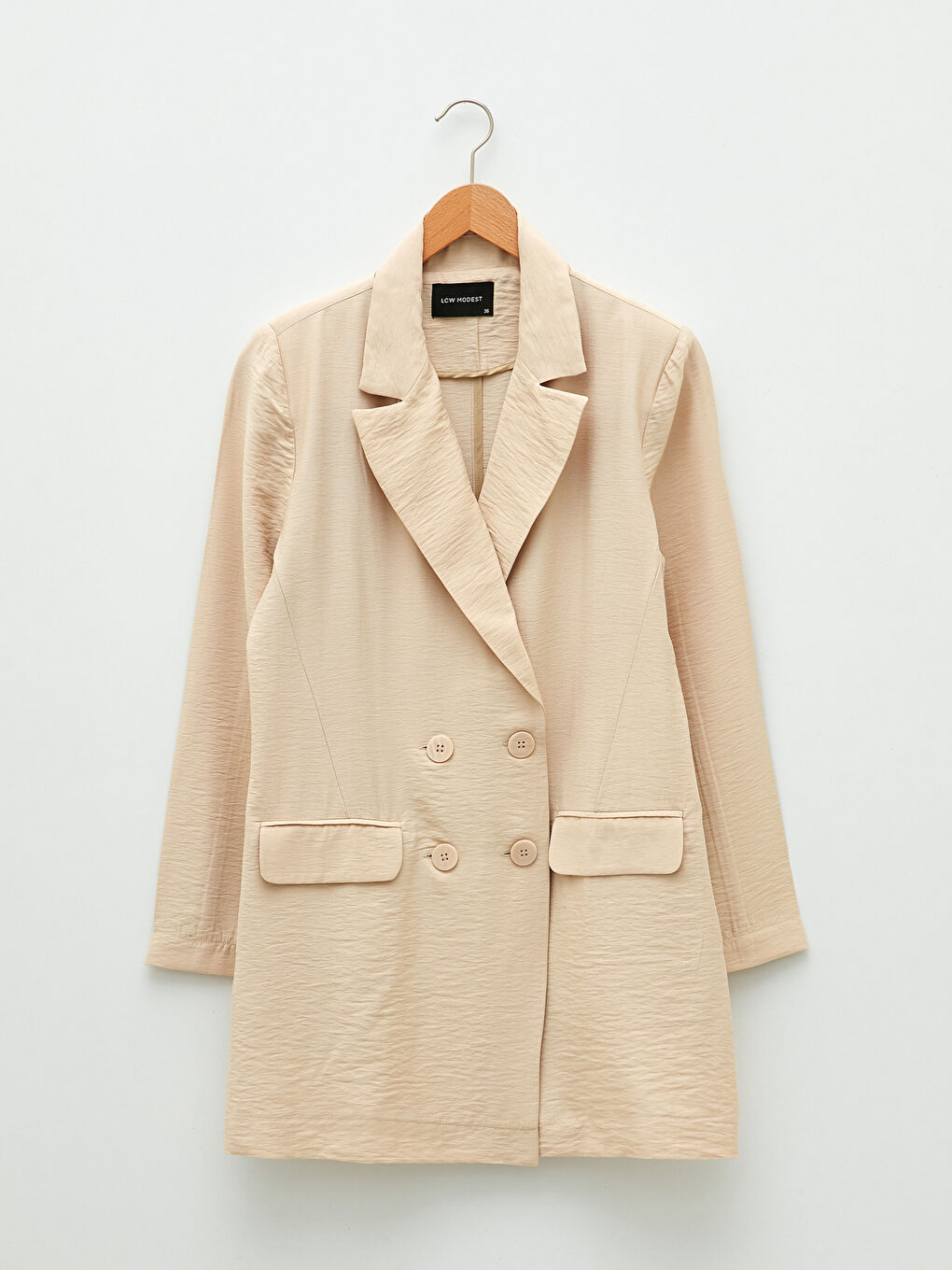 Front Button Closure Straight Long Sleeve Women's Jacket-5