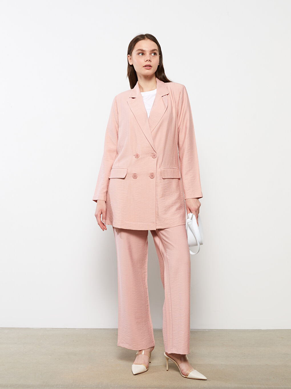 جاكيت للسيدات بأزرار أمامية وكم طويل مستقيم-1