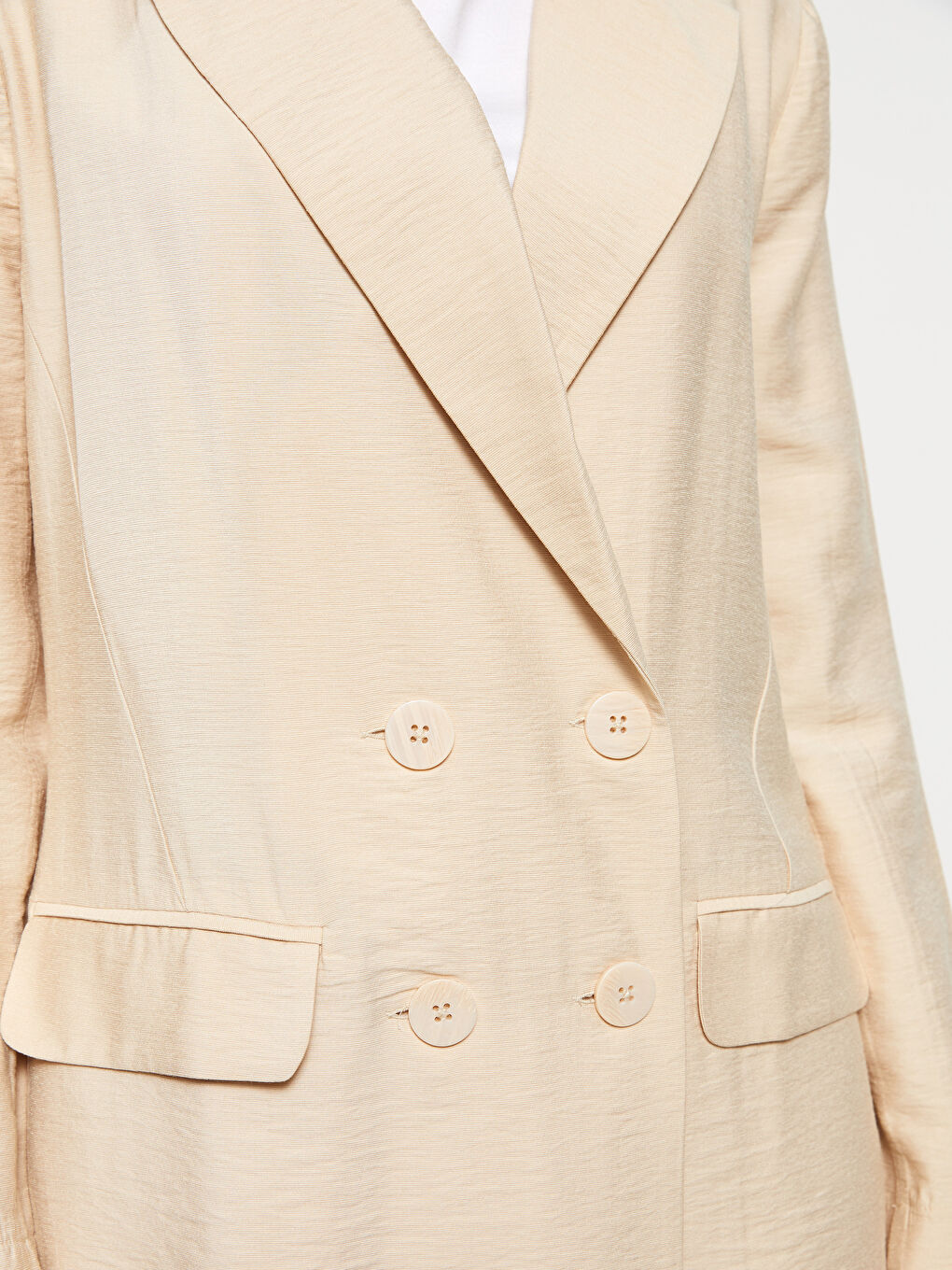 Front Button Closure Straight Long Sleeve Women's Jacket-3