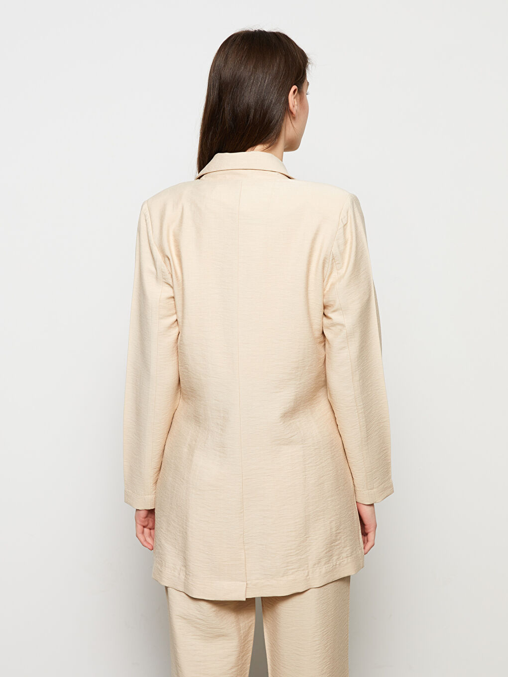 Front Button Closure Straight Long Sleeve Women's Jacket-4