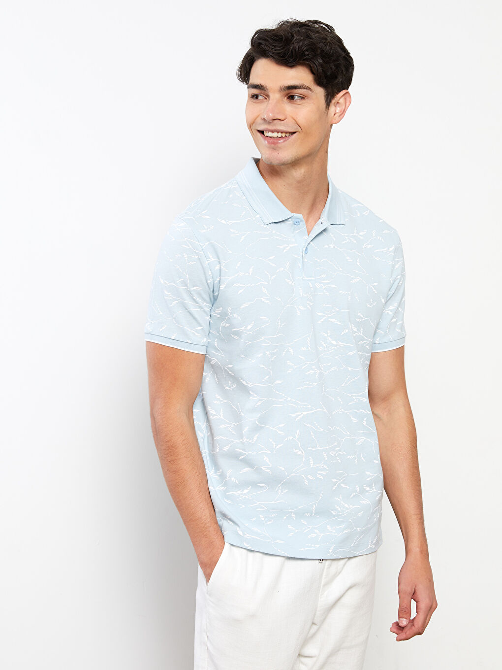 LCW Vision Polo-Kragen Kurzarm Gemustertes Piqué Herren-T-Shirt -S2I434Z8-LQQ