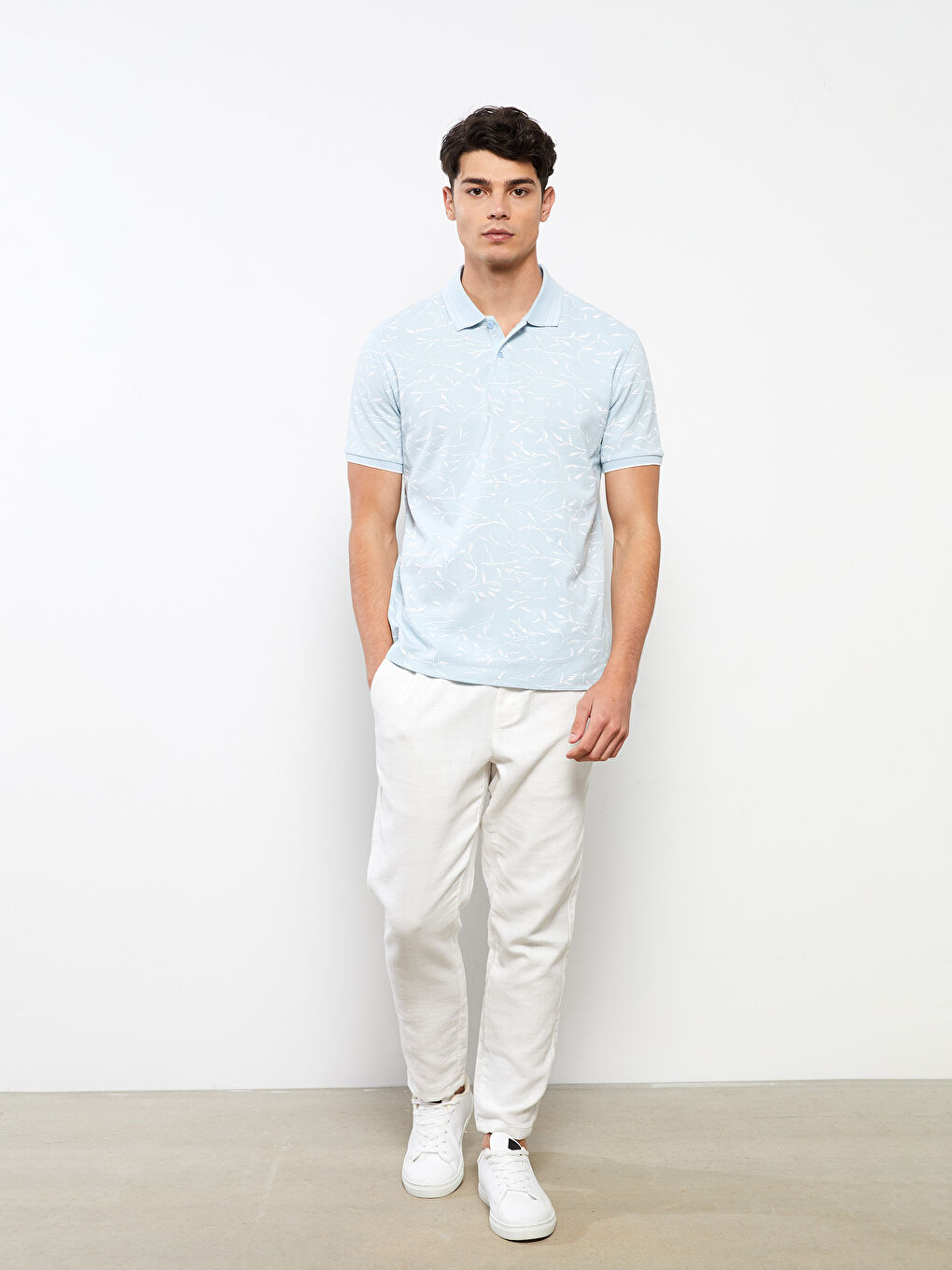 LCW Vision Polo-Kragen Kurzarm Gemustertes Piqué Herren-T-Shirt -S2I434Z8-LQQ