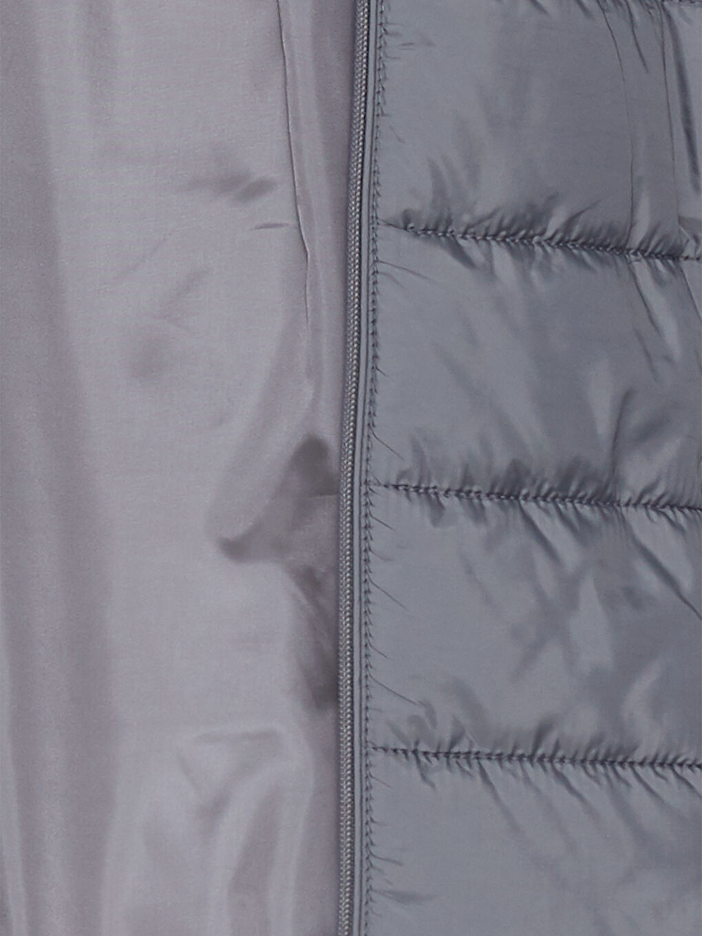 Gri Kadın Kapüşonlu Düz Şişme Mont-7