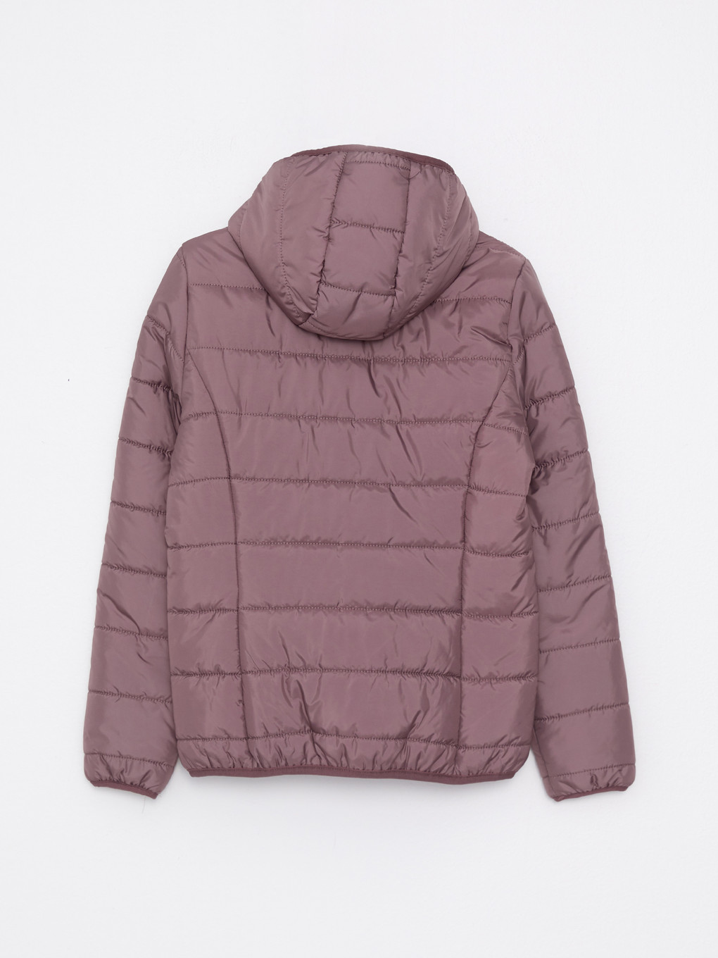 Pembe Kadın Kapüşonlu Düz Şişme Mont-7