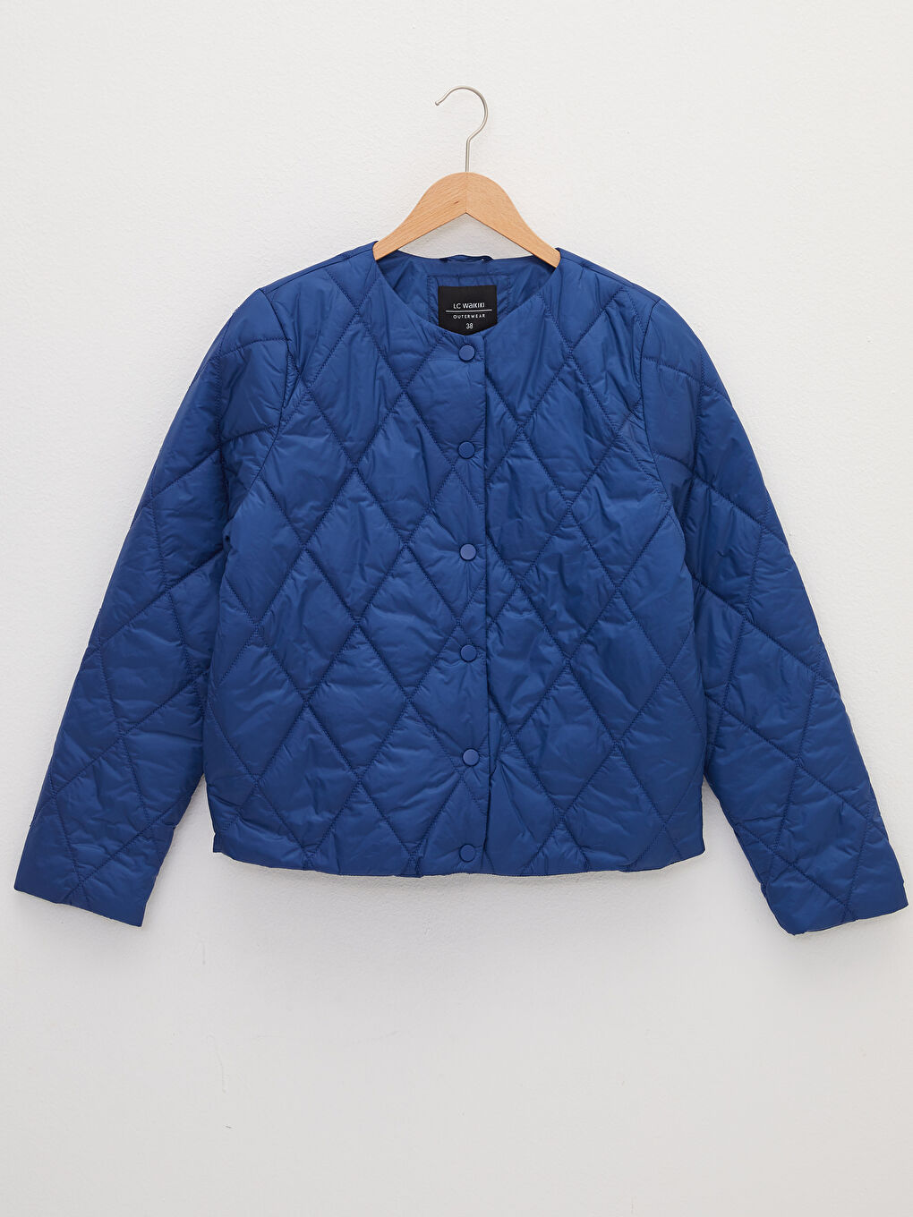 Mavi Bisiklet Yaka Kapitone Desenli Uzun Kollu Kadın Şişme Mont-6