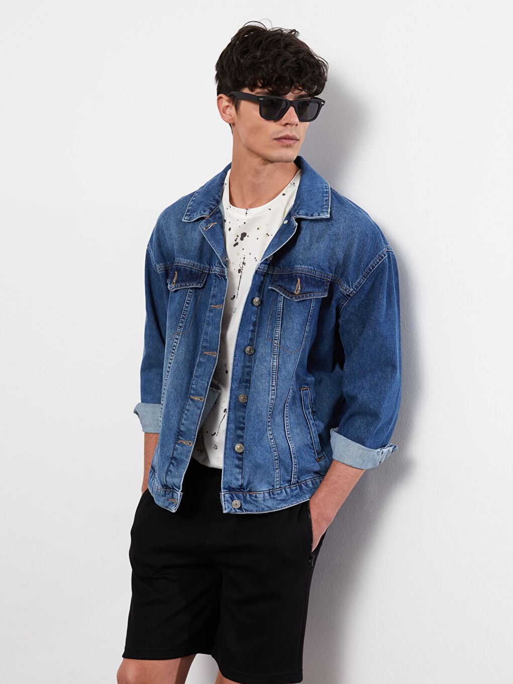 Siyah Standart Kalıp Pike Erkek Şort