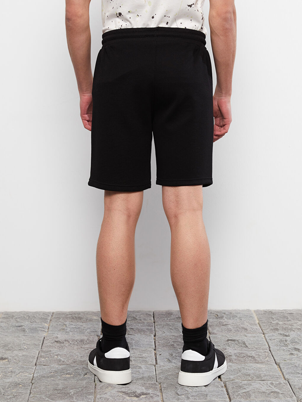 Siyah Standart Kalıp Pike Erkek Şort-4