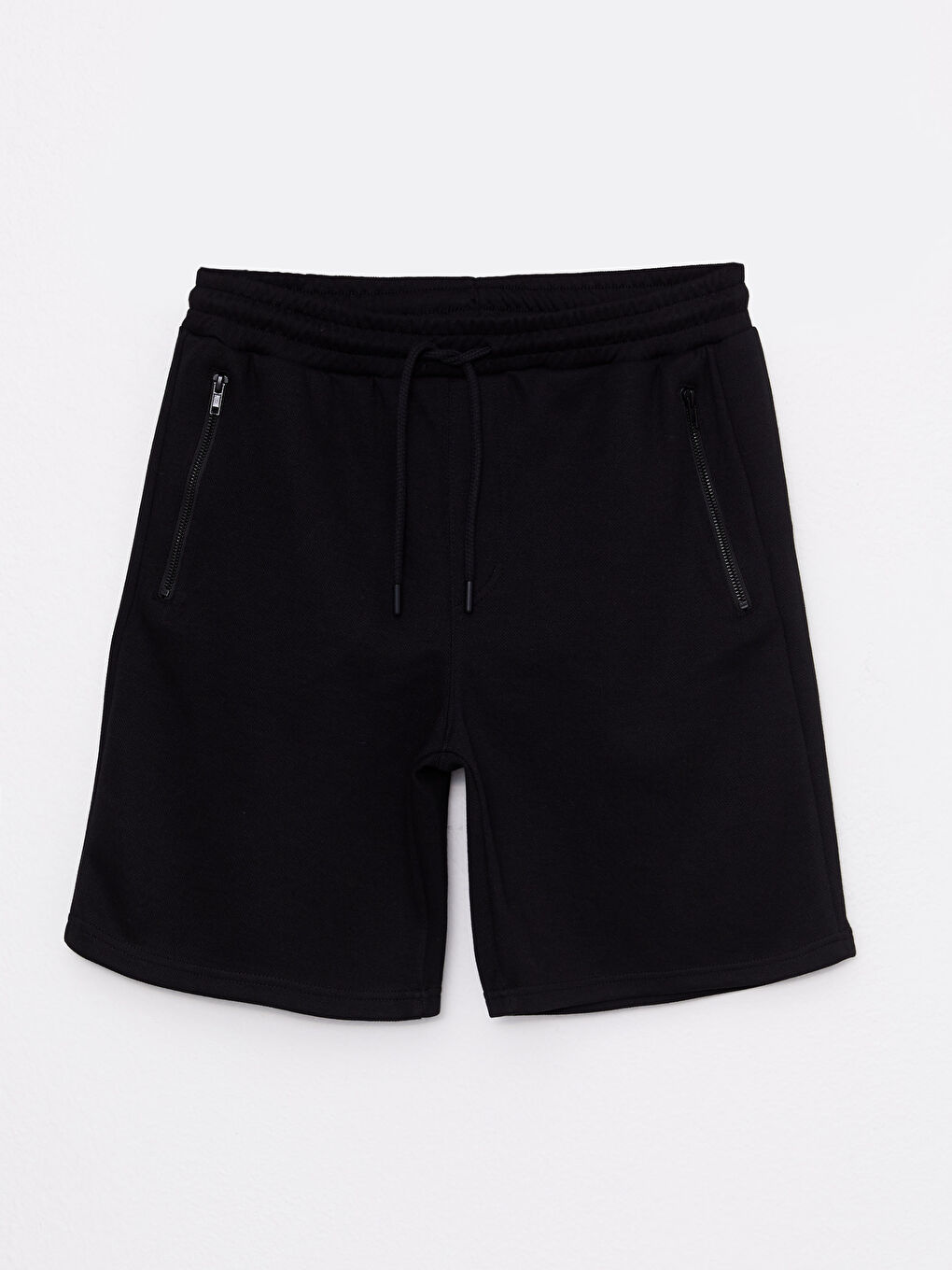 Siyah Standart Kalıp Pike Erkek Şort-5