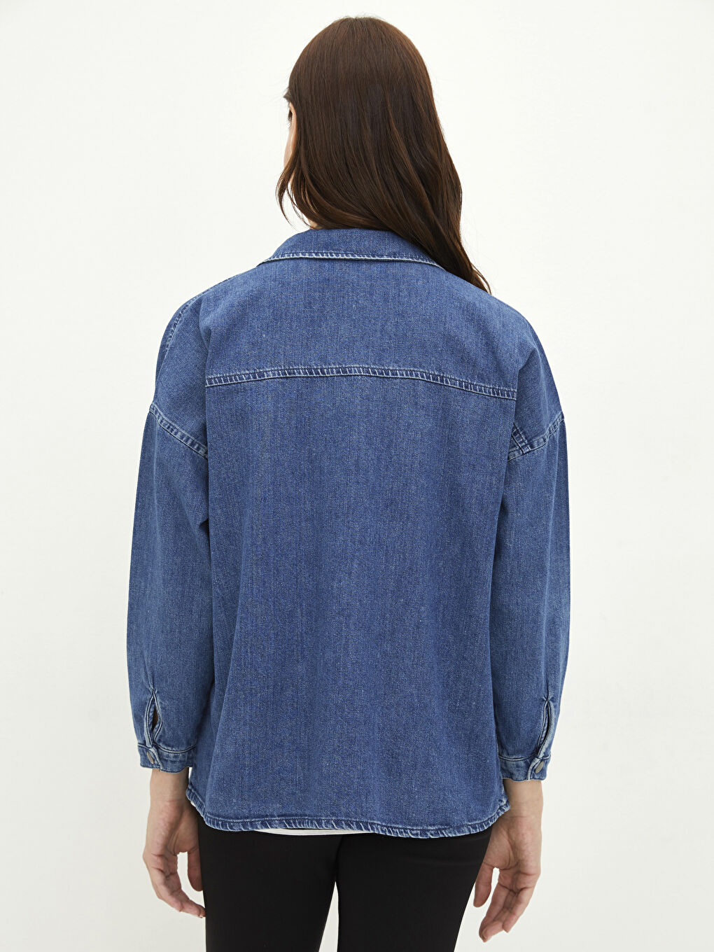 LCW ECO Front Button Closure Plain Pocket Detailed Rodeo Maternity Jean Shirt Jacket -S2I449Z8-507