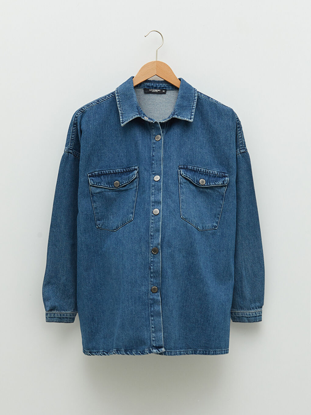 LCW ECO Front Button Closure Plain Pocket Detailed Rodeo Maternity Jean Shirt Jacket -S2I449Z8-507