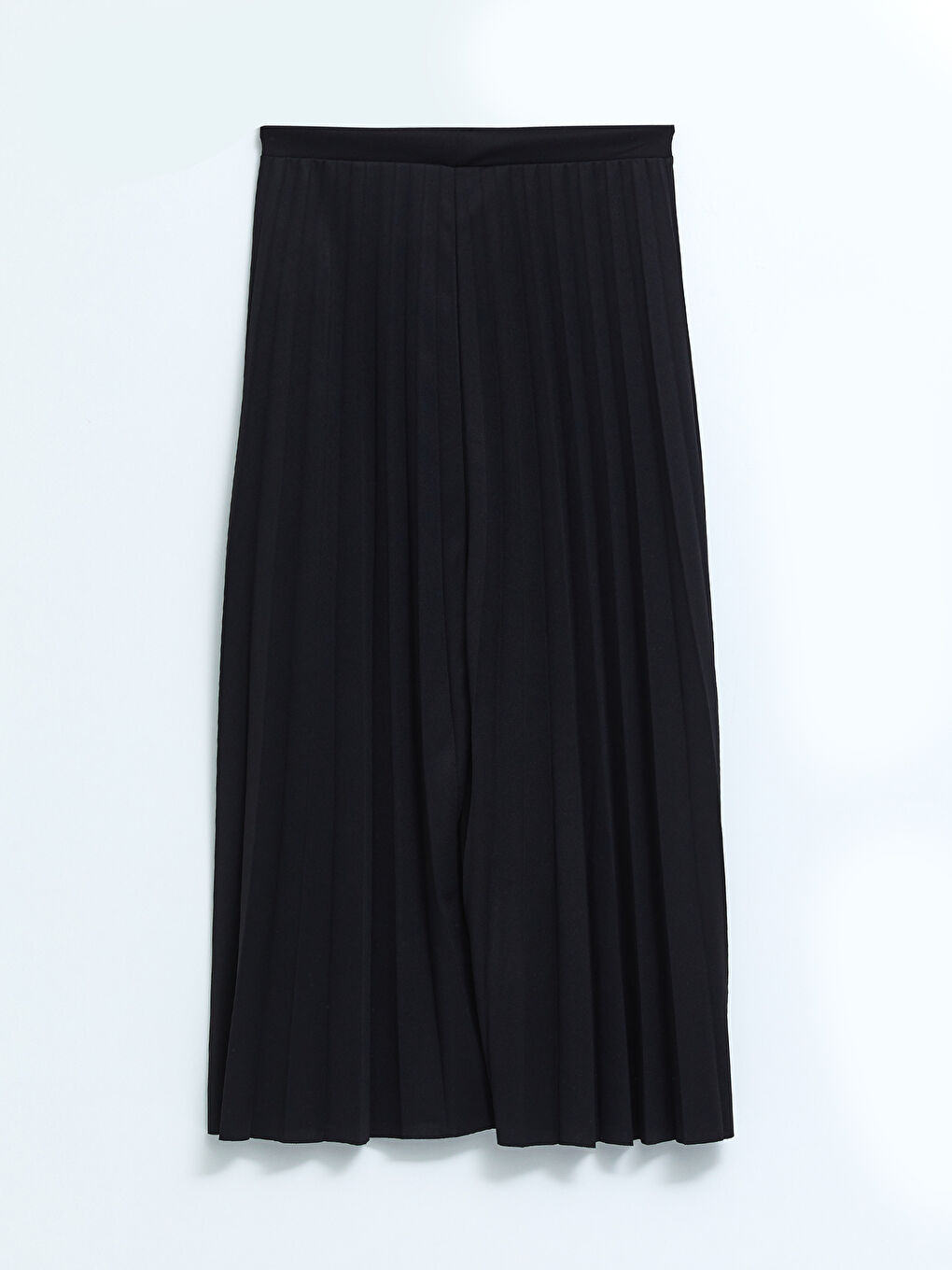 Siyah Beli Lastikli Düz Krep Kadın Pileli Etek-6