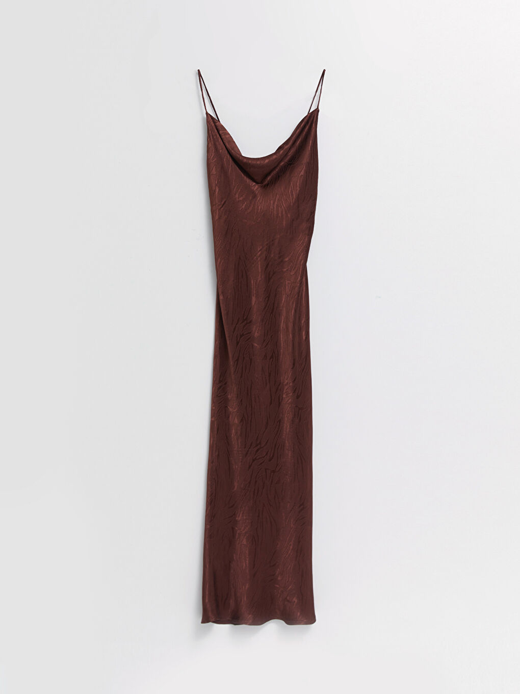 Flowy Collar Patterned A-Line Satin Women's Dress with Straps-5