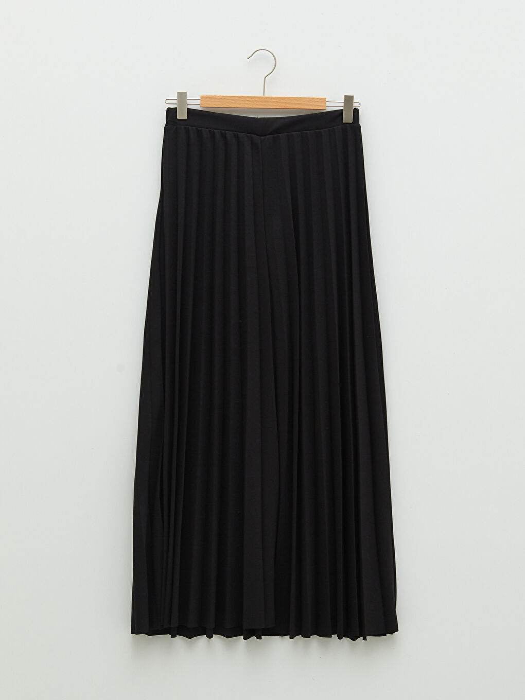 Siyah Beli Lastikli Düz A Kesim Krep Kadın Pileli Etek-6