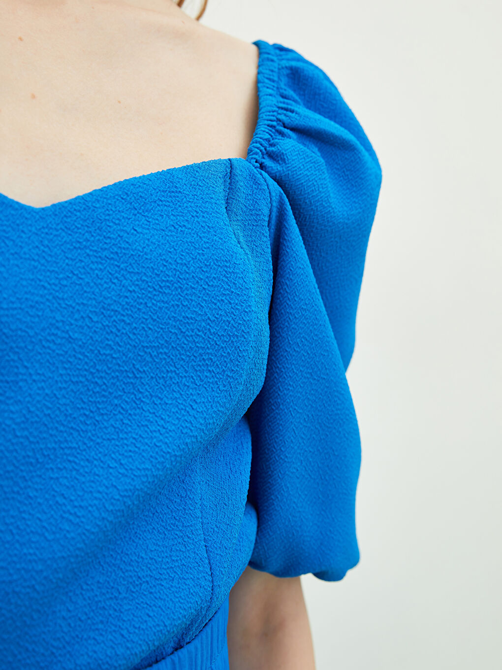 LCW Limited Sweetheart Neck Plain Short Sleeve Women's Blouse -S2I471Z8-H9U