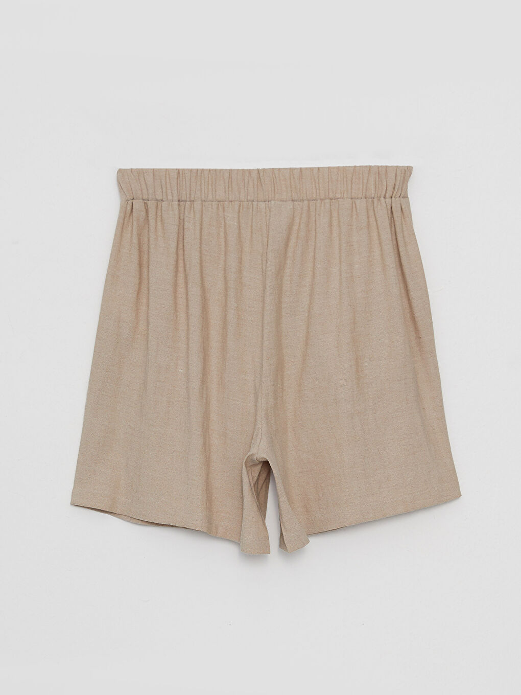 Bej Kadın Beli Lastikli Düz Şort-6