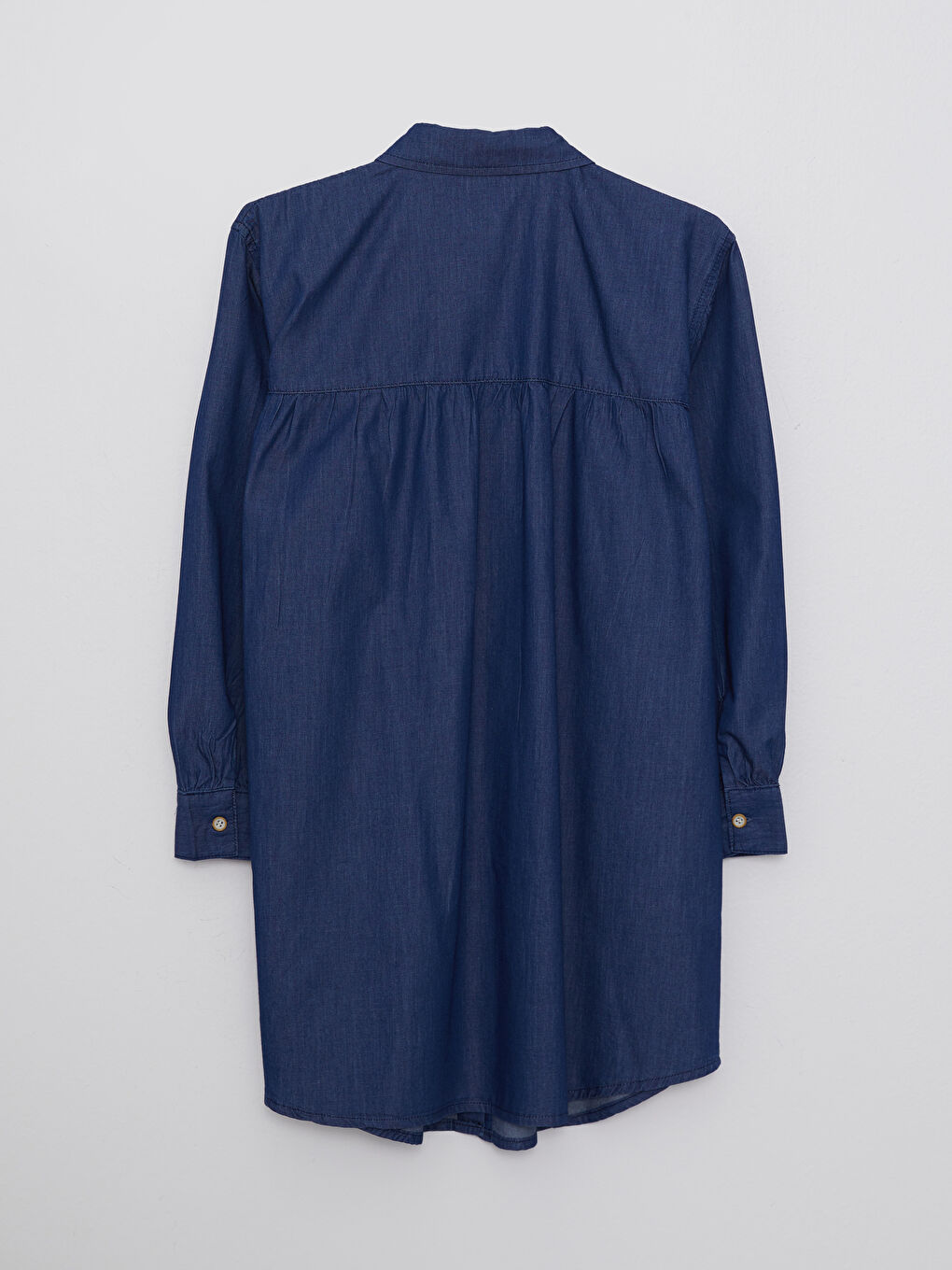 İndigo Gömlek Yaka Düz Uzun Kollu Kadın Rodeo Jean Tunik-6