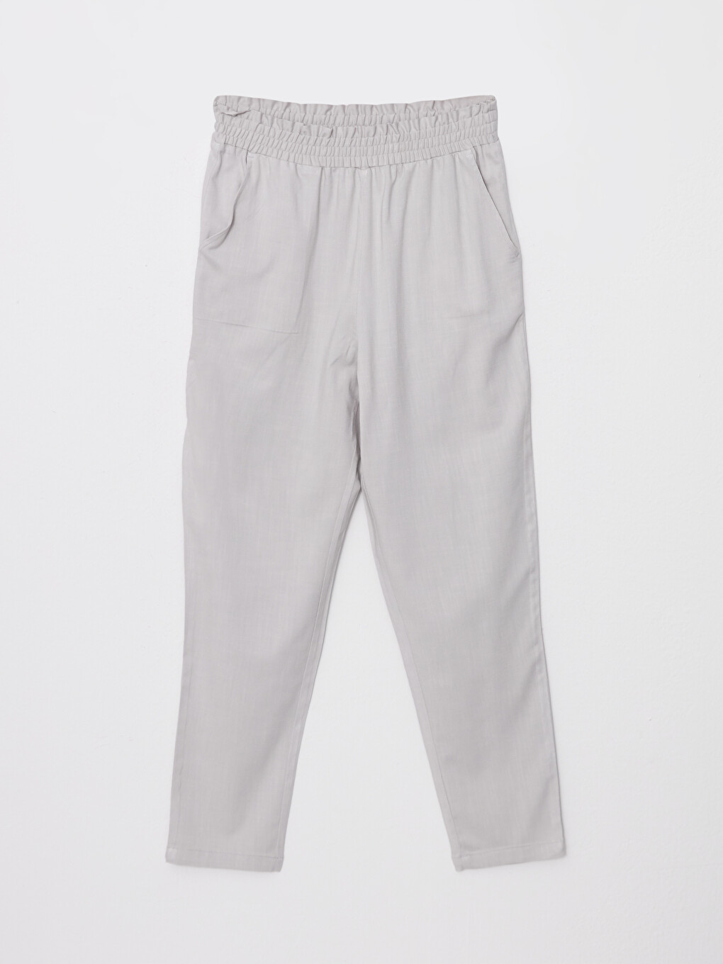 Women's Elastic Waist Relaxed Fit Plain Pants-5