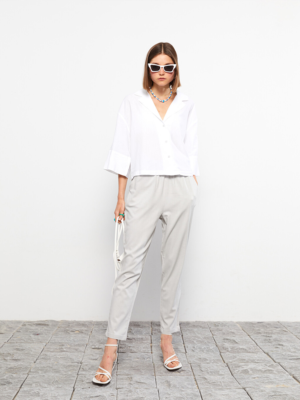 Women's Elastic Waist Relaxed Fit Plain Pants