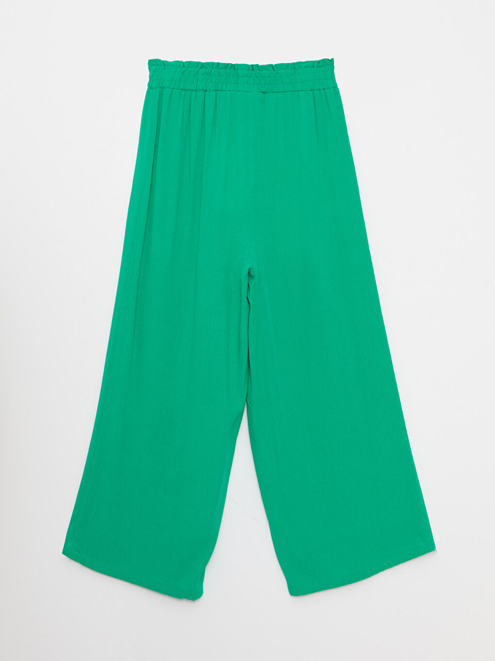 Basic Wide Leg Viscose Girl Trousers With Elastic Waist-3