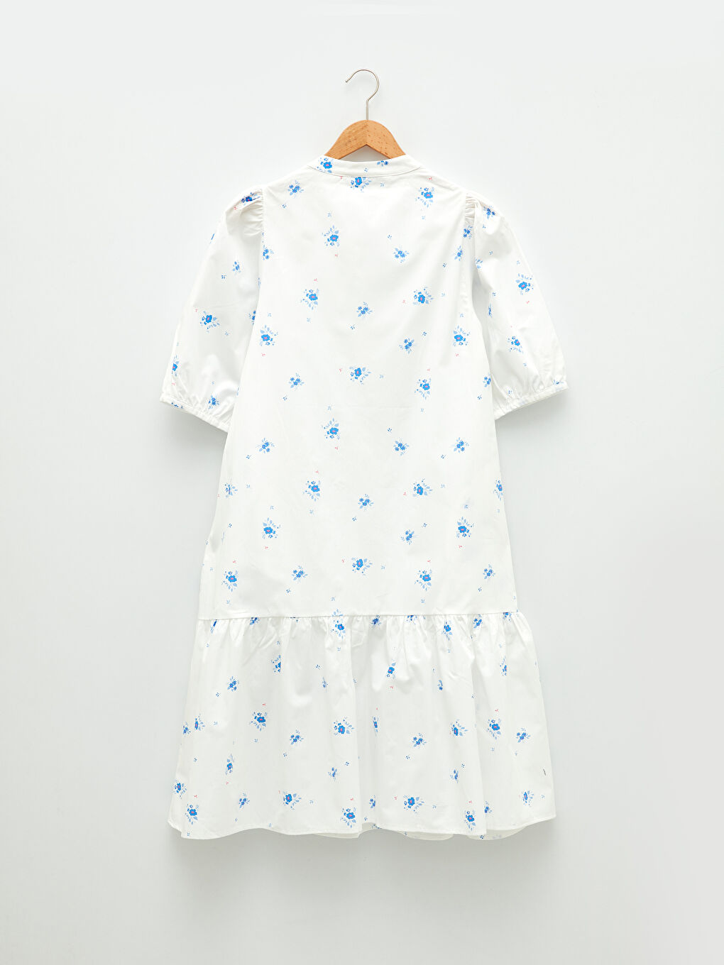 Henley Neckline Patterned Short Sleeve Cotton Women's Dress-6