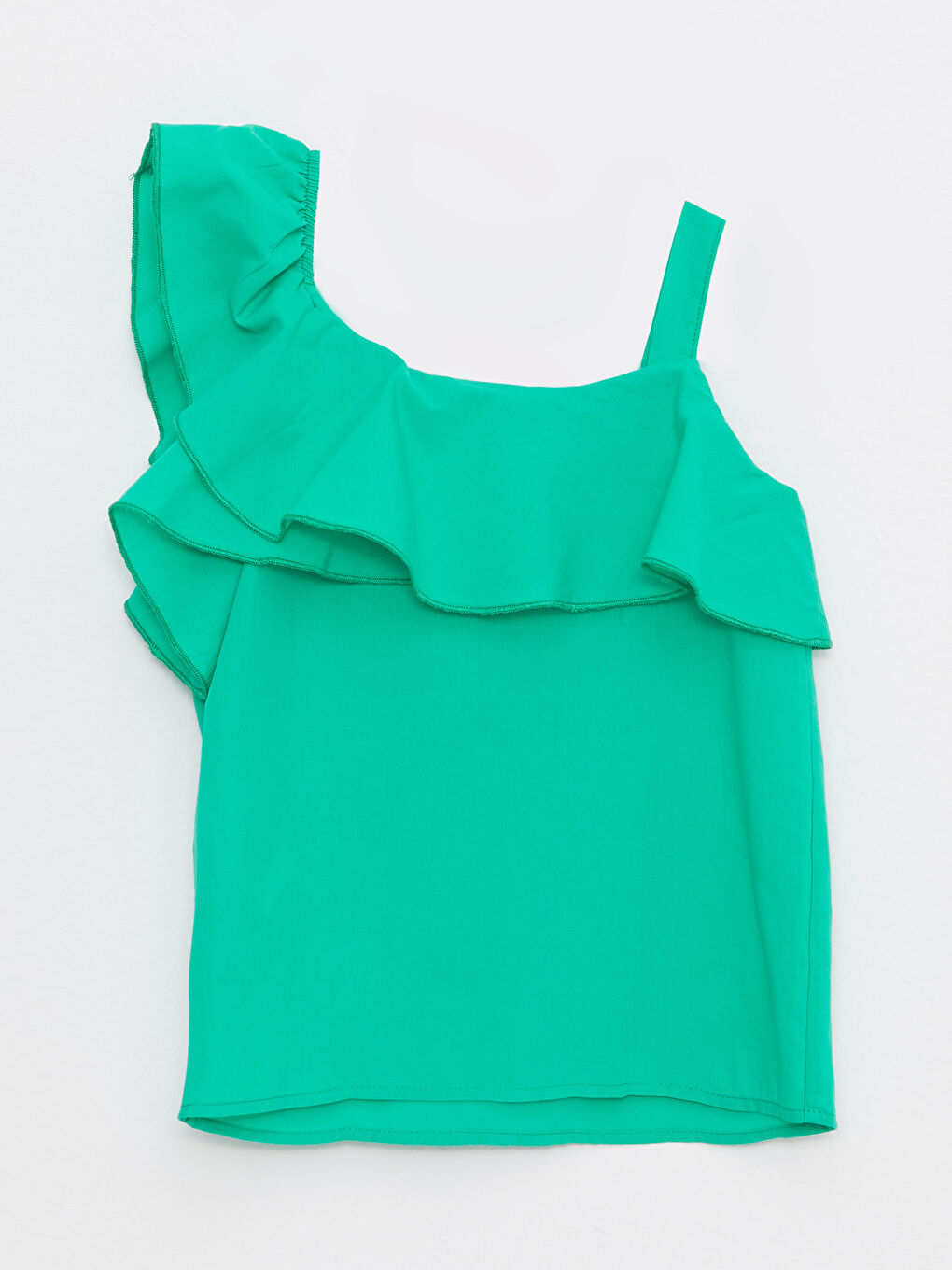 LCW Kids U-Ausschnitt Basic Volant-Detail Popeline Mädchenbluse -S2I606Z4-GHU