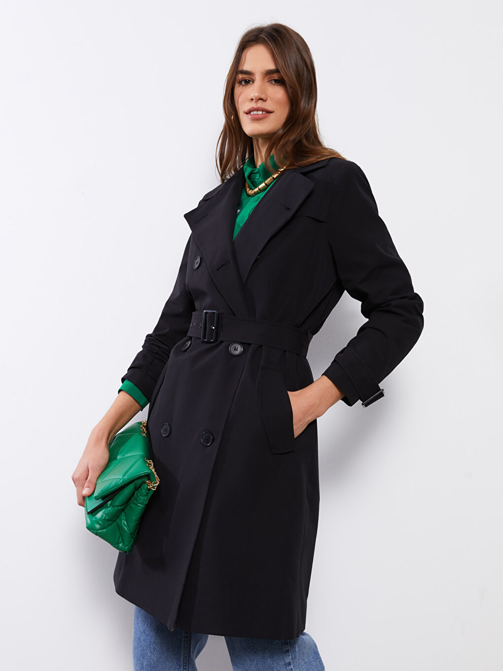 Jacket Collar Regular Long Sleeve Women's Trench Coat-1