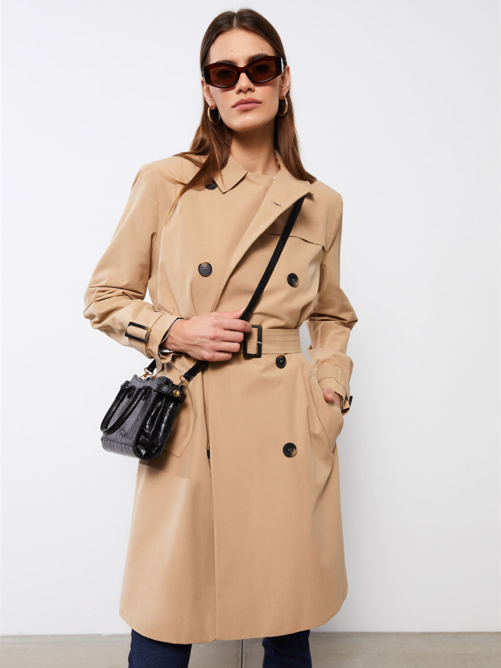 Jacket Collar Regular Long Sleeve Women's Trench Coat-2