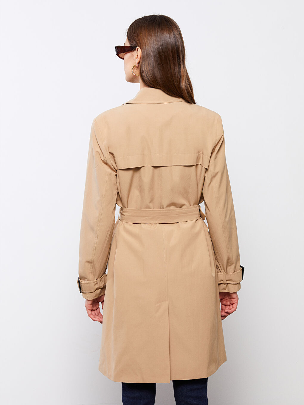 Jacket Collar Regular Long Sleeve Women's Trench Coat-5