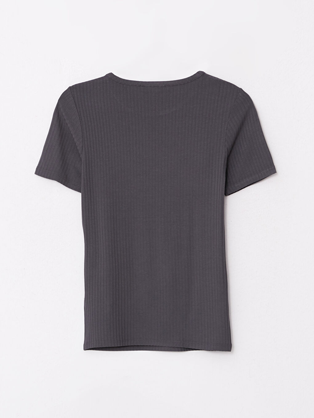 تي شيرت سادة بياقة دائرية بأكمام قصيرة للسيدات-6