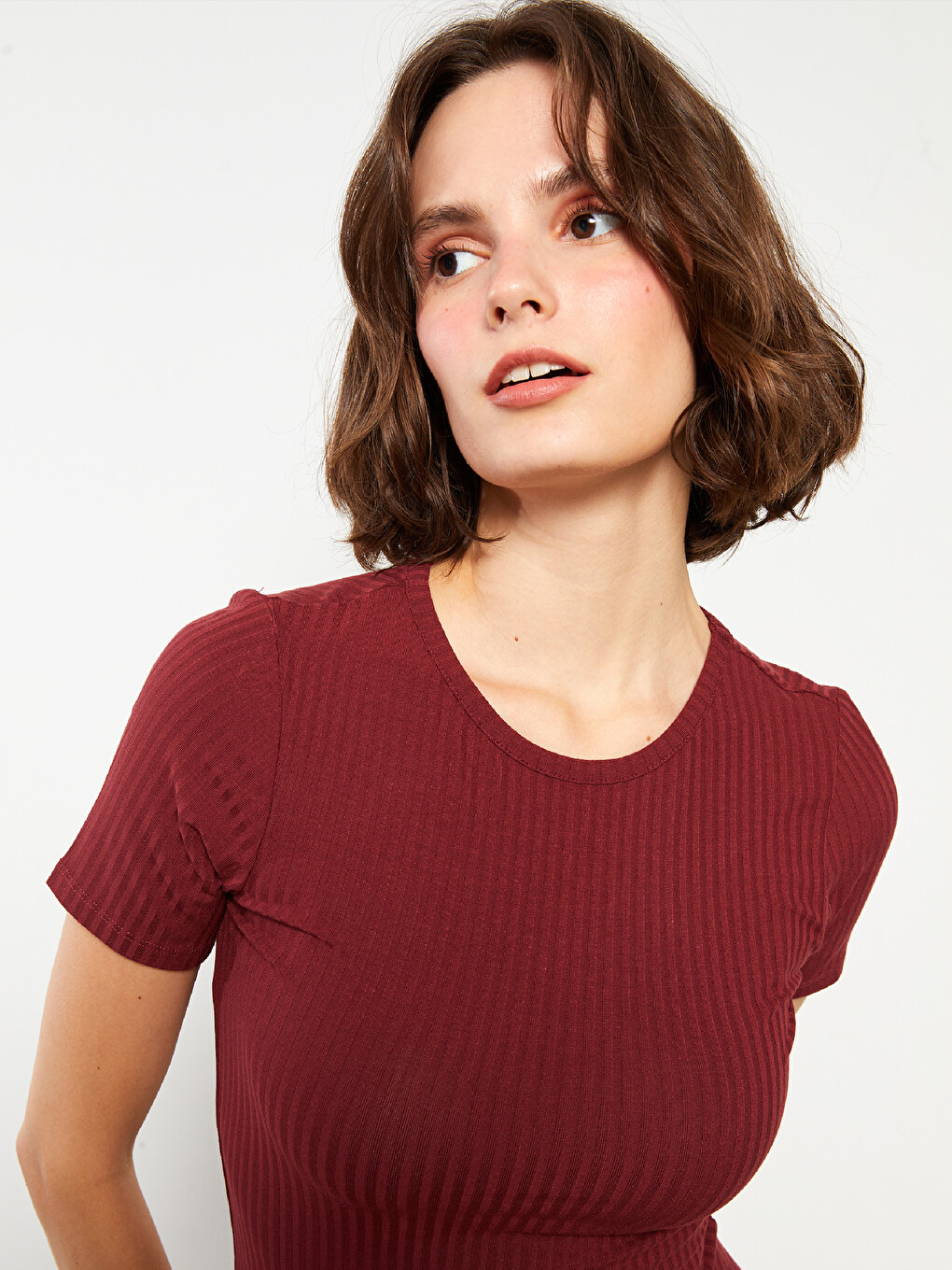 Crew Neck Straight Short Sleeve Cotton Women's T-shirt-1