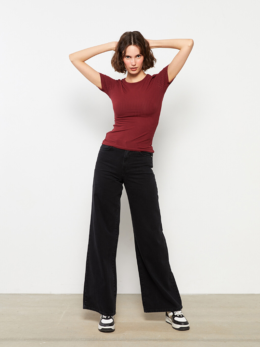 Crew Neck Straight Short Sleeve Cotton Women's T-shirt-2
