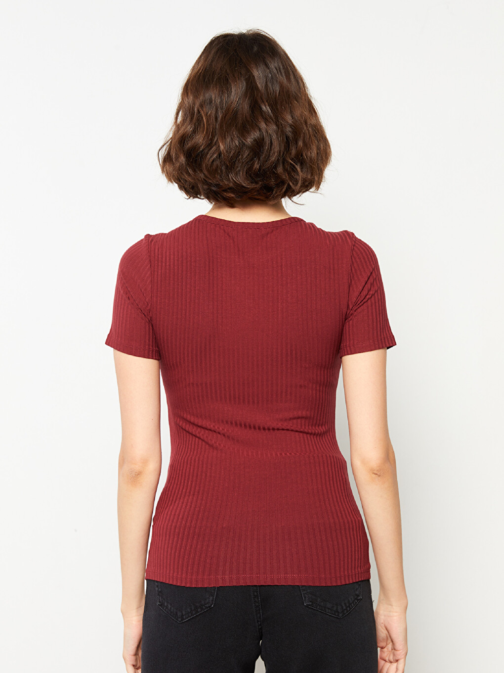 Crew Neck Straight Short Sleeve Cotton Women's T-shirt-4