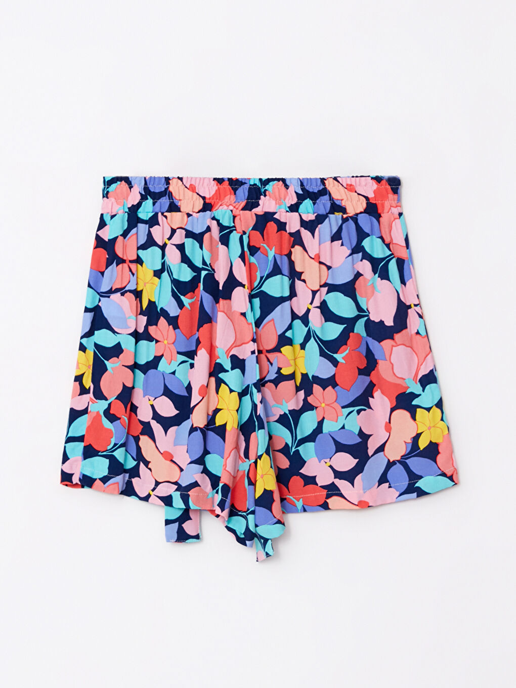 Yeşil Beli Lastikli Rahat Kalıp Desenli Viskon Kadın Şort-6