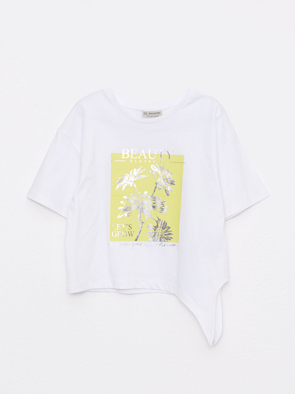 Crew Neck Printed Short Sleeve Cotton Girl T-shirt-3